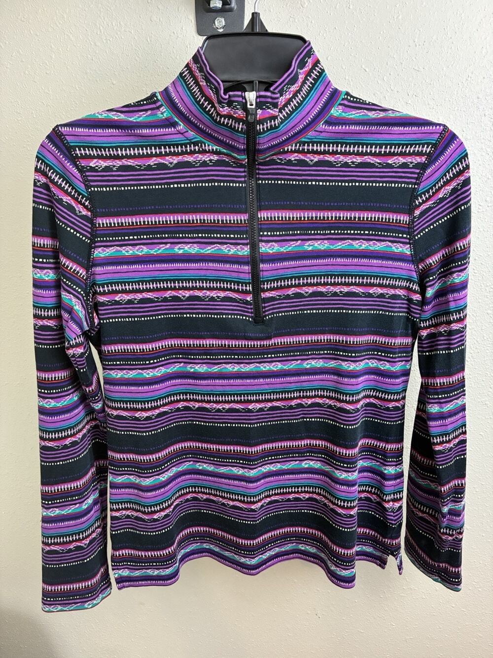 Chaps Sport Southwestern Purple Aztec Quarter Zip Pullover Women’s M Cotton